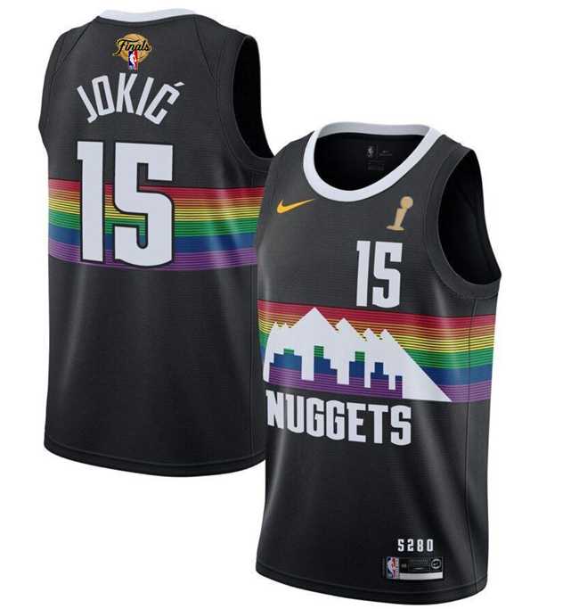 Men's Denver Nuggets #15 Nikola Jokic Black 2023 Finals Champions City Edition Stitched Basketball Jersey,We sell and wholesale Men's Denver Nuggets #15 Nikola Jokic Black 2023 Finals Champions City Edition Stitched Basketball Jersey on line form chian!